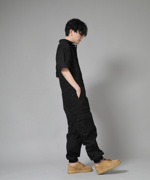 SAINTCREW(セントクルー)の「レトロラインカーゴジョガー半袖ジャンプスーツ RLCJ-515 ブラック(つなぎ/オールインワン・メンズ・その他・MEDIUM/LARGE/X-LARGE)」の4枚目の写真