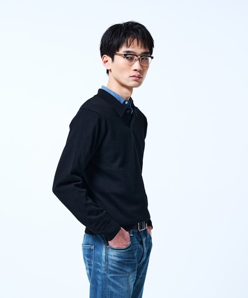 THE BOLDMAN(ザ ボールドマン)の「Daily Knit Polo Shirt / デイリーニットポロシャツ(シャツ/ブラウス・メンズ・グレイッシュベージュ/ブラック/パープル・LARGE/MEDIUM)」の11枚目の写真