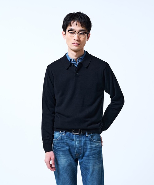 THE BOLDMAN(ザ ボールドマン)の「Daily Knit Polo Shirt / デイリーニットポロシャツ(シャツ/ブラウス・メンズ・グレイッシュベージュ/ブラック/パープル・LARGE/MEDIUM)」の12枚目の写真