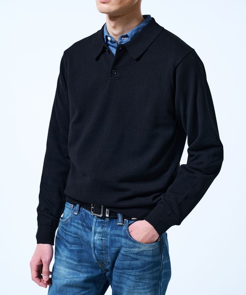 THE BOLDMAN(ザ ボールドマン)の「Daily Knit Polo Shirt / デイリーニットポロシャツ(シャツ/ブラウス・メンズ・グレイッシュベージュ/ブラック/パープル・LARGE/MEDIUM)」の14枚目の写真