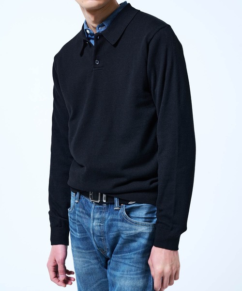 THE BOLDMAN(ザ ボールドマン)の「Daily Knit Polo Shirt / デイリーニットポロシャツ(シャツ/ブラウス・メンズ・グレイッシュベージュ/ブラック/パープル・LARGE/MEDIUM)」の15枚目の写真