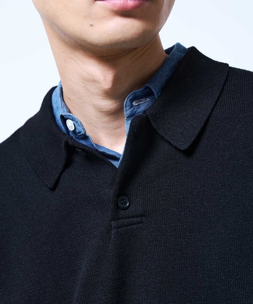 THE BOLDMAN(ザ ボールドマン)の「Daily Knit Polo Shirt / デイリーニットポロシャツ(シャツ/ブラウス・メンズ・グレイッシュベージュ/ブラック/パープル・LARGE/MEDIUM)」の16枚目の写真