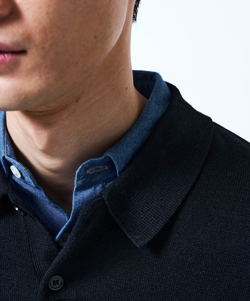 THE BOLDMAN(ザ ボールドマン)の「Daily Knit Polo Shirt / デイリーニットポロシャツ(シャツ/ブラウス・メンズ・グレイッシュベージュ/ブラック/パープル・LARGE/MEDIUM)」の22枚目の写真