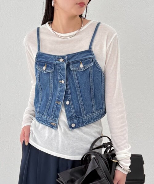 LOUNGEDRESS（ラウンジドレス）の「デニムビスチェ（タンクトップ・レディース・ブルー・FREE）」の6枚目の写真