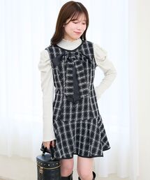 MAJESTIC LEGON | リボンブローチセットツイードワンピ(ワンピース)