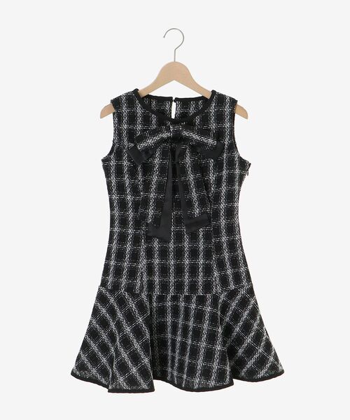 MAJESTIC LEGON(マジェスティックレゴン)の「リボンブローチセットツイードワンピ(ワンピース・レディース・ホワイト系その他2/ブラック系その他・MEDIUM)」の9枚目の写真