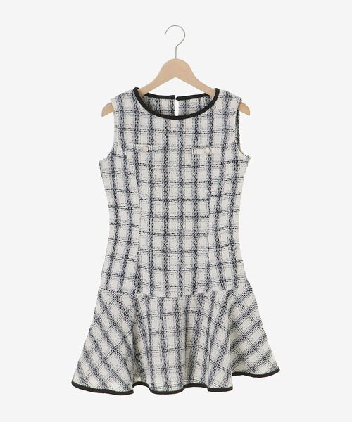 MAJESTIC LEGON(マジェスティックレゴン)の「リボンブローチセットツイードワンピ(ワンピース・レディース・ホワイト系その他2/ブラック系その他・MEDIUM)」の14枚目の写真