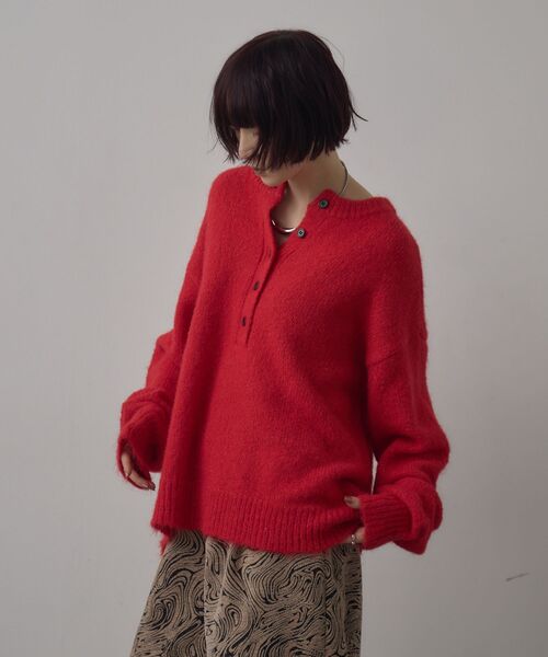 kivi（キヴィ）の「ヘンリーネックニット（ニット/セーター・レディース・ダークブルー/レッド/ブラウン・FREE）」の5枚目の写真