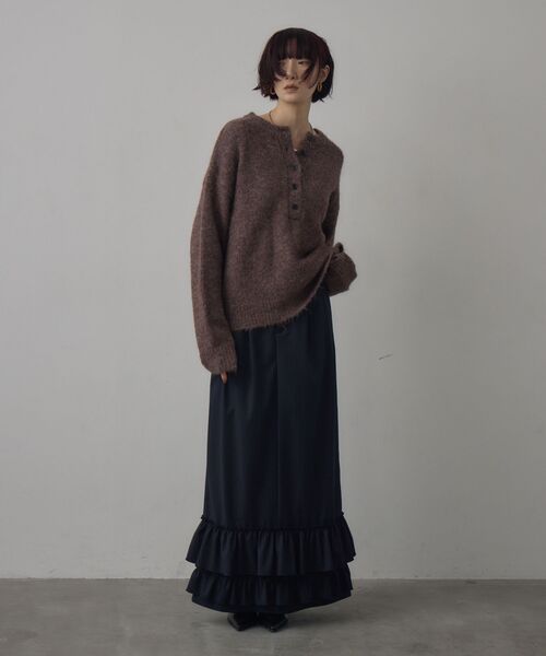 kivi（キヴィ）の「ヘンリーネックニット（ニット/セーター・レディース・ダークブルー/レッド/ブラウン・FREE）」の19枚目の写真