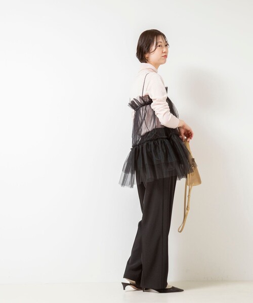 NOLLEY’S Sophi（ノーリーズソフィ）の「ウォッシャブルチュール2WAYブラウス（キャミソール・レディース・ブラック・38）」の3枚目の写真