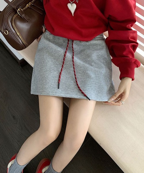 meJane（ミージェーン）の「配色ドロストコード スウェットミニスカート（スカート・レディース・霜降りグレー/ブラック・L/M）」の13枚目の写真