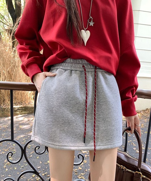 meJane（ミージェーン）の「配色ドロストコード スウェットミニスカート（スカート・レディース・霜降りグレー/ブラック・L/M）」の19枚目の写真