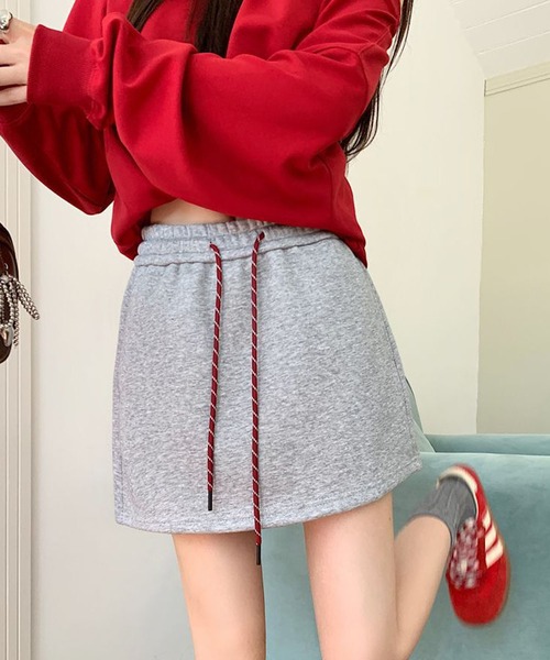 meJane（ミージェーン）の「配色ドロストコード スウェットミニスカート（スカート・レディース・霜降りグレー/ブラック・L/M）」の12枚目の写真