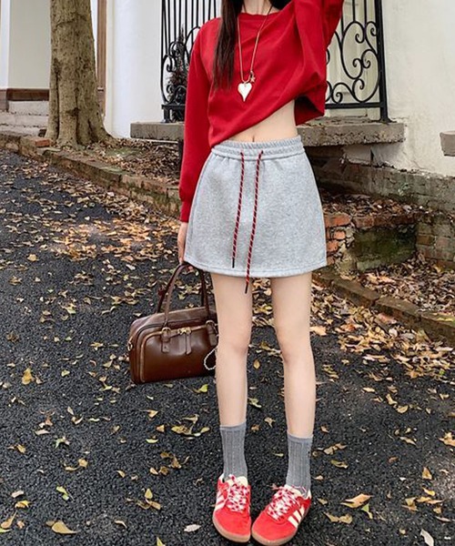 meJane（ミージェーン）の「配色ドロストコード スウェットミニスカート（スカート・レディース・霜降りグレー/ブラック・L/M）」の18枚目の写真