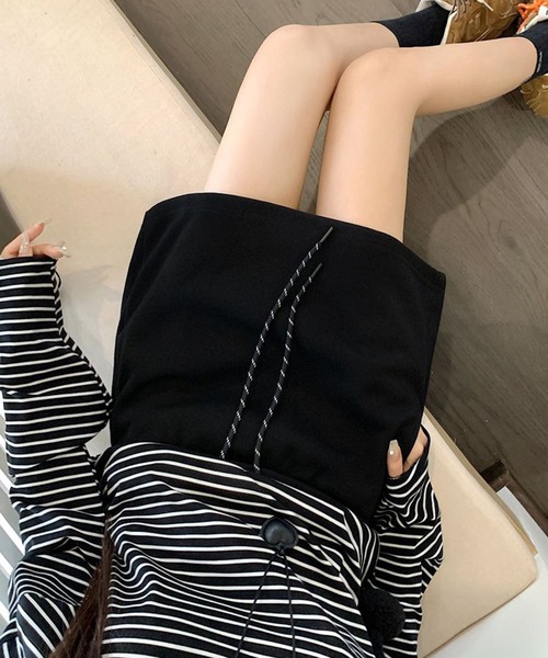 meJane（ミージェーン）の「配色ドロストコード スウェットミニスカート（スカート・レディース・霜降りグレー/ブラック・L/M）」の9枚目の写真