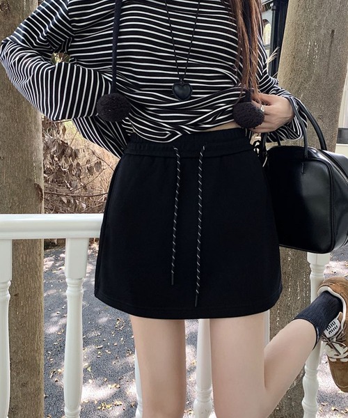 meJane（ミージェーン）の「配色ドロストコード スウェットミニスカート（スカート・レディース・霜降りグレー/ブラック・L/M）」の7枚目の写真