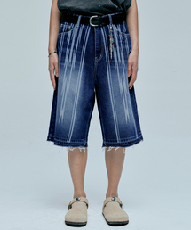 KND（ケイエヌディ）の「ナバホ パターン カットオフ バミューダ パンツ インディゴ ブルー（その他パンツ）」