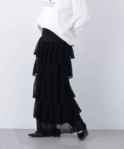 N.（N. Natural Beauty Basic）（エヌエヌナチュラルビューティーベーシック）の「【PS/低身長サイズ】ティアードニットスカート（スカート・レディース・オフホワイト/ブラック・MEDIUM/P/S）」の10枚目の写真