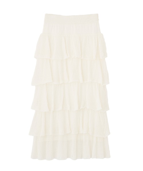 N.（N. Natural Beauty Basic）（エヌエヌナチュラルビューティーベーシック）の「【PS/低身長サイズ】ティアードニットスカート（スカート・レディース・オフホワイト/ブラック・MEDIUM/P/S）」の7枚目の写真