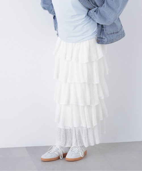 N.（N. Natural Beauty Basic）（エヌエヌナチュラルビューティーベーシック）の「【PS/低身長サイズ】ティアードニットスカート（スカート・レディース・オフホワイト/ブラック・MEDIUM/P/S）」の19枚目の写真