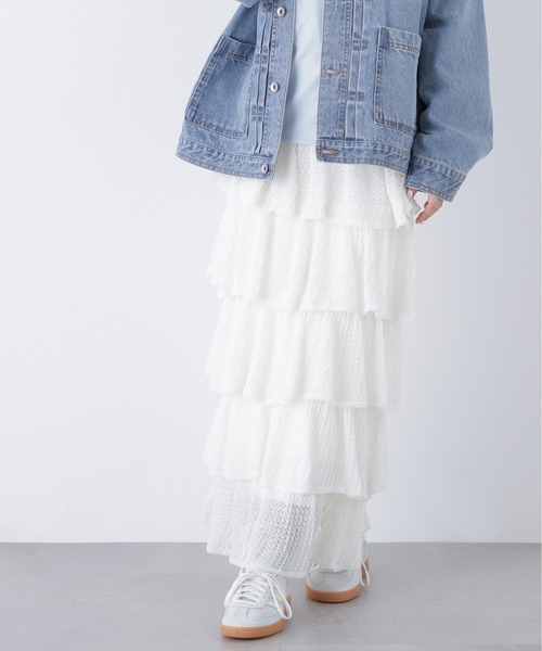 N.（N. Natural Beauty Basic）（エヌエヌナチュラルビューティーベーシック）の「【PS/低身長サイズ】ティアードニットスカート（スカート・レディース・オフホワイト/ブラック・MEDIUM/P/S）」の22枚目の写真