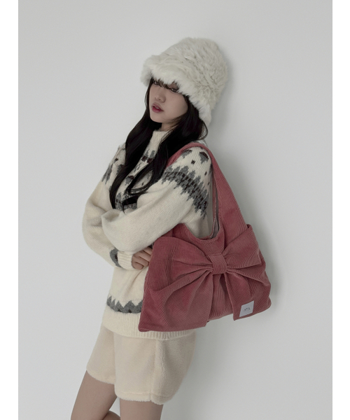 ATIL STUDIO（アチルスタジオ）の「コーデュロイデュイリボンホボショルダー＆クロスバッグ_[ダスティピンク]（ショルダーバッグ・レディース・その他・FREE）」の5枚目の写真