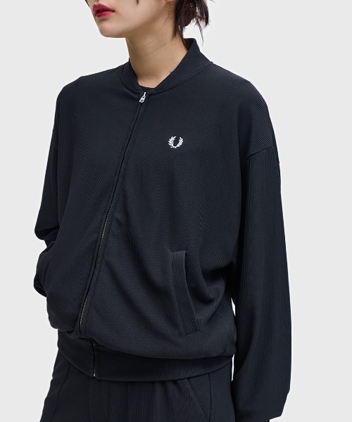 FRED PERRY(フレッドペリー)の「Rib Tricot Bomber Jacket/リブトリコットボンバージャケット(ブルゾン・レディース・ブラック・10)」の1枚目の写真