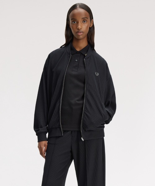 FRED PERRY(フレッドペリー)の「Rib Tricot Bomber Jacket/リブトリコットボンバージャケット(ブルゾン・レディース・ブラック・10)」の2枚目の写真