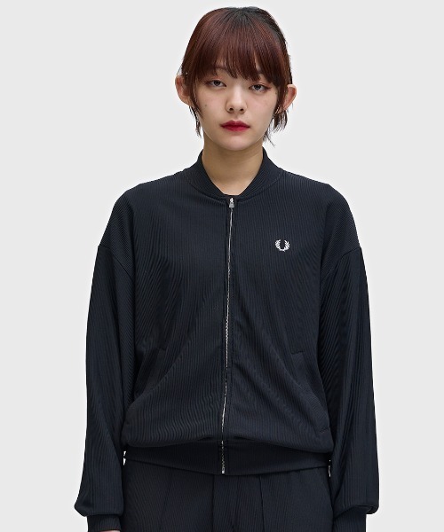 FRED PERRY(フレッドペリー)の「Rib Tricot Bomber Jacket/リブトリコットボンバージャケット(ブルゾン・レディース・ブラック・10)」の10枚目の写真