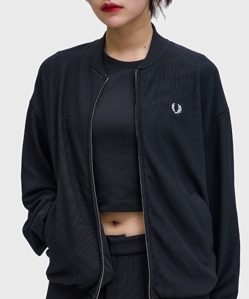 FRED PERRY(フレッドペリー)の「Rib Tricot Bomber Jacket/リブトリコットボンバージャケット(ブルゾン・レディース・ブラック・10)」の12枚目の写真