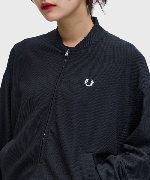 FRED PERRY(フレッドペリー)の「Rib Tricot Bomber Jacket/リブトリコットボンバージャケット(ブルゾン・レディース・ブラック・10)」の11枚目の写真