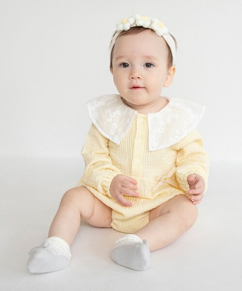 BRANSHES（ブランシェス）の「【お花シリーズ】襟付きカバーオール（その他ベビー用品・キッズ・イエロー/アイボリー・70/80）」の10枚目の写真