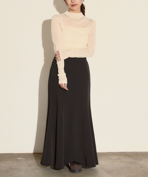 H.TOKYO NUIT(エイチトウキョウニュイ)の「ハイネックシアー切替プルオーバー / ドッキングシアートップス(Tシャツ/カットソー・レディース・ブラック/ホワイト・FREE)」の10枚目の写真