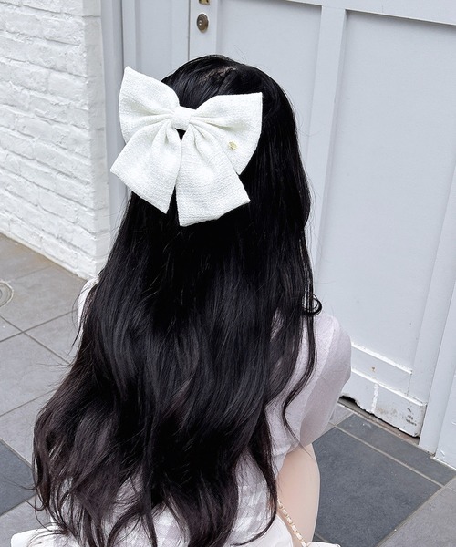 INGNI(イング)の「ツイードリボンバレッタ(その他ヘアアクセサリー・レディース・ブラック/アイボリー・ONE SIZE)」の1枚目の写真