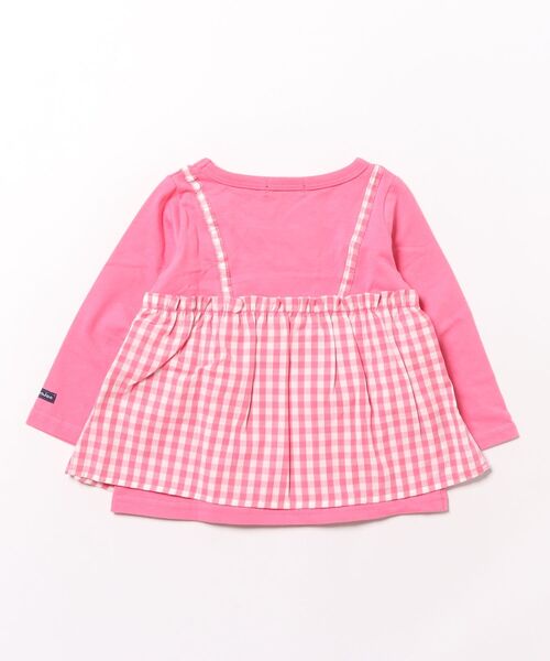 Moujonjon（ムージョンジョン）の「ギンガムチェック柄キャミ付長袖Tシャツ（Tシャツ/カットソー・キッズ・チェリーピンク/ホワイト・130/120/110/100/90/80）」の11枚目の写真
