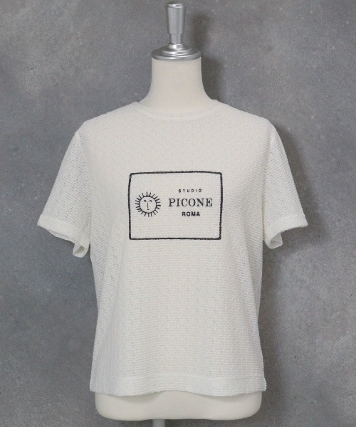 STUDIO PICONE(スタジオピッコーネ)の「レース地タック袖プルオーバー(Tシャツ/カットソー・レディース・ネイビー/ライトグリーン/ホワイト・M/L/LL)」の2枚目の写真
