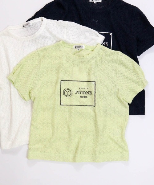 STUDIO PICONE(スタジオピッコーネ)の「レース地タック袖プルオーバー(Tシャツ/カットソー・レディース・ネイビー/ライトグリーン/ホワイト・M/L/LL)」の3枚目の写真
