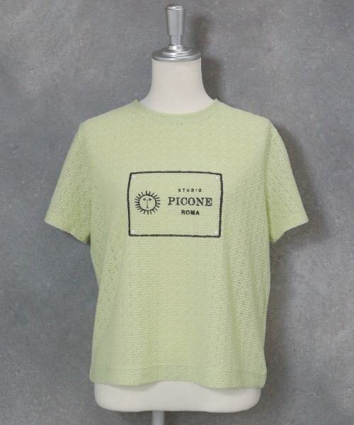 STUDIO PICONE(スタジオピッコーネ)の「レース地タック袖プルオーバー(Tシャツ/カットソー・レディース・ネイビー/ライトグリーン/ホワイト・M/L/LL)」の6枚目の写真
