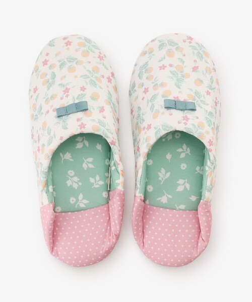 Afternoon Tea（アフタヌーンティー）の「フラワーウォッシャブルキルトバブーシュ型ルームシューズ（ルームシューズ/スリッパ・レディース・オレンジ/ピンク・ONE SIZE）」の3枚目の写真