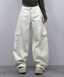 FOLLOWIN | 【3color】ヴィンテージライク カーゴカーブワイドデニムパンツ(カーゴパンツ)