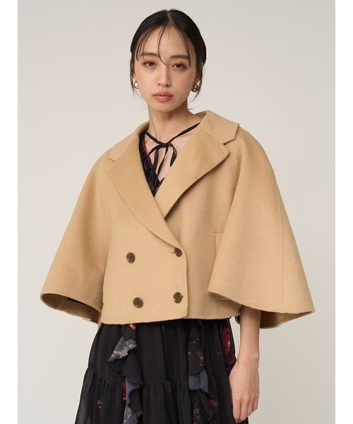 SNIDEL（スナイデル）の「リバーポンチョショートコート（ピーコート・レディース・アイボリー/ベージュ/イエロー・F）」の5枚目の写真