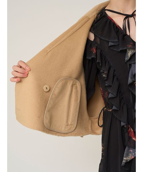 SNIDEL（スナイデル）の「リバーポンチョショートコート（ピーコート・レディース・アイボリー/ベージュ/イエロー・F）」の9枚目の写真