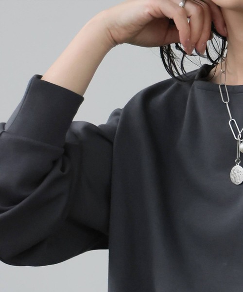 antiqua(アンティカ)の「長袖 ボートネック トップス(Tシャツ/カットソー・レディース・杢グレー/ダークグレー/ブラック/ホワイト・P/R)」の18枚目の写真
