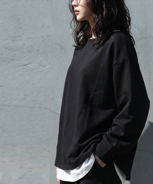 antiqua(アンティカ)の「長袖 ボートネック トップス(Tシャツ/カットソー・レディース・杢グレー/ダークグレー/ブラック/ホワイト・P/R)」の21枚目の写真