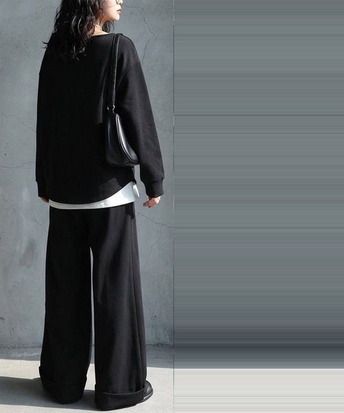 antiqua(アンティカ)の「長袖 ボートネック トップス(Tシャツ/カットソー・レディース・杢グレー/ダークグレー/ブラック/ホワイト・P/R)」の20枚目の写真