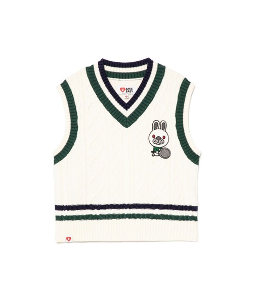 A BATHING APE（アベイシングエイプ）の「BABY DOPPY CABLE KNIT VEST（ベスト・レディース・ネイビー/アイボリー・FREE）」の2枚目の写真