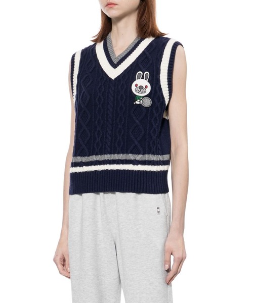 A BATHING APE（アベイシングエイプ）の「BABY DOPPY CABLE KNIT VEST（ベスト・レディース・ネイビー/アイボリー・FREE）」の5枚目の写真