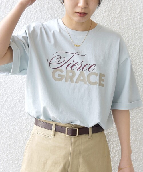 SHIPS(シップス)の「【WEB限定】バック タック ショート スリーブ ロゴ プリント TEE(Tシャツ/カットソー・レディース・チャコールグレー/ライトブルー/オフホワイト・ONE SIZE)」の1枚目の写真