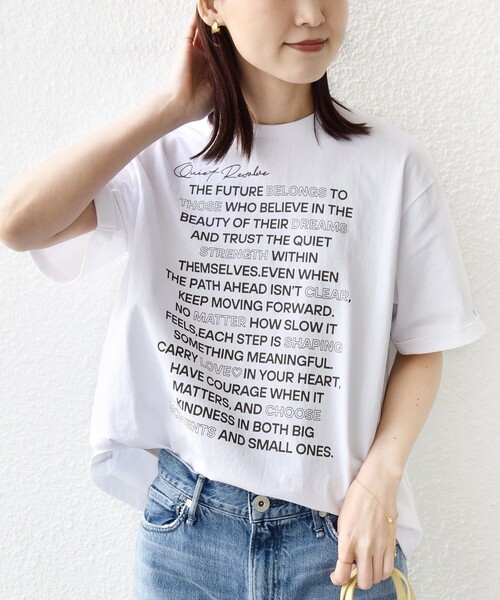 SHIPS(シップス)の「【WEB限定】バック タック ショート スリーブ ロゴ プリント TEE(Tシャツ/カットソー・レディース・チャコールグレー/ライトブルー/オフホワイト・ONE SIZE)」の7枚目の写真