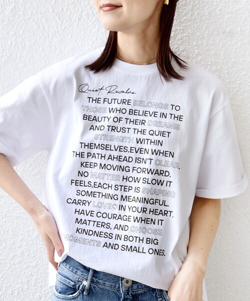 SHIPS(シップス)の「【WEB限定】バック タック ショート スリーブ ロゴ プリント TEE(Tシャツ/カットソー・レディース・チャコールグレー/ライトブルー/オフホワイト・ONE SIZE)」の6枚目の写真
